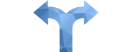 An icon of 2 arrows connected at the bottom